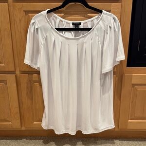 Halogen blouse with flutter sleeves and pleated front.